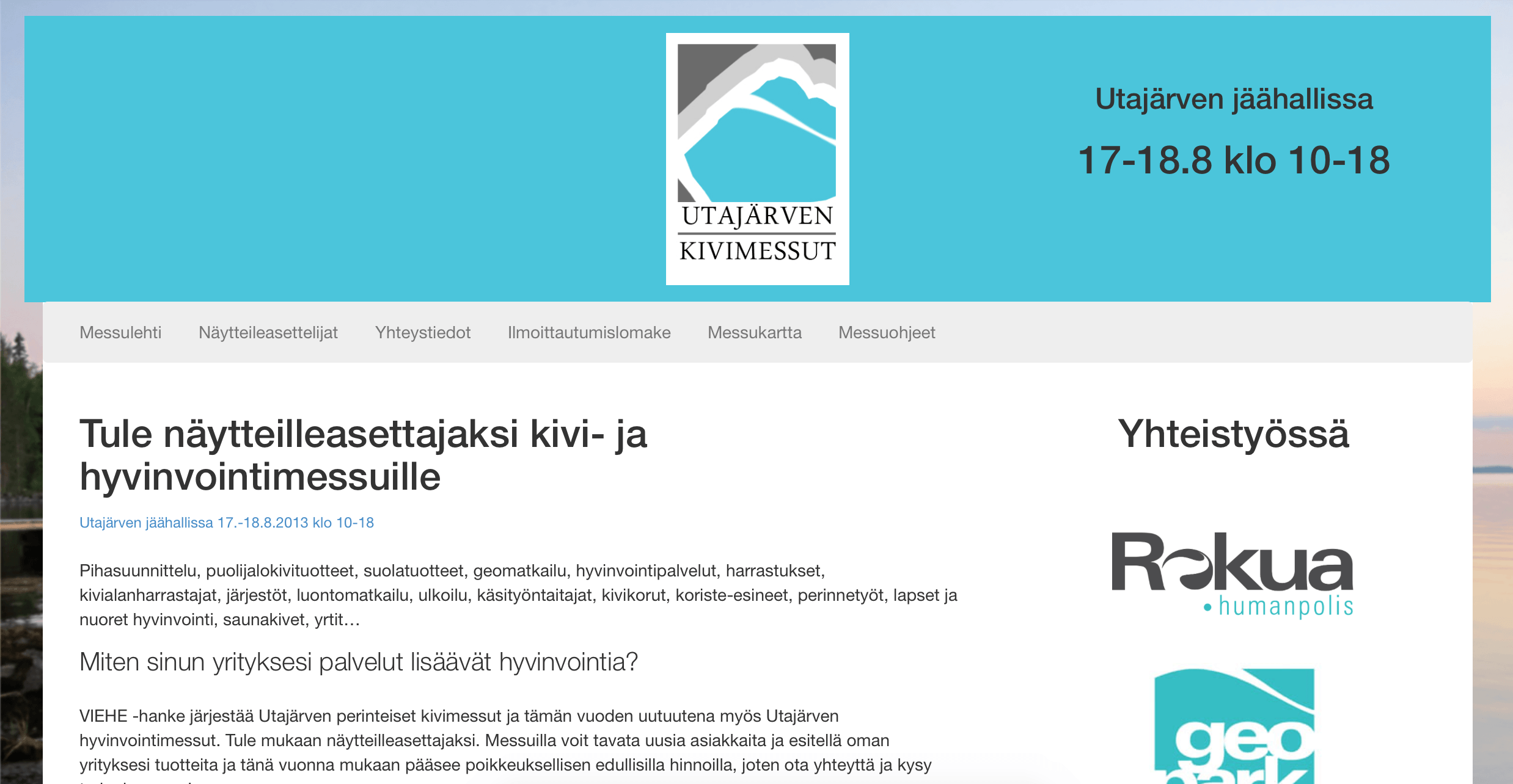 Screenshot of Utajärvenkivimessut.com